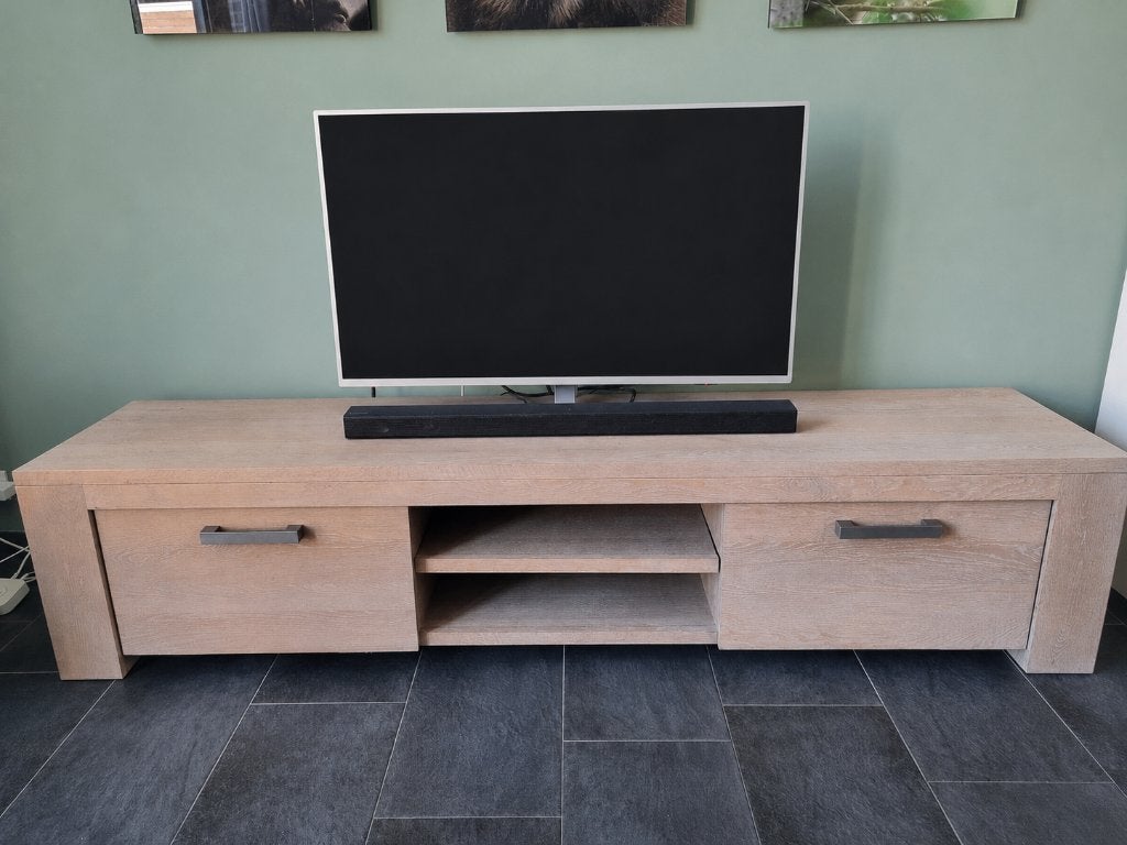 tv meubel, Ophalen, Gebruikt, Eikenhout, 200 cm of meer
