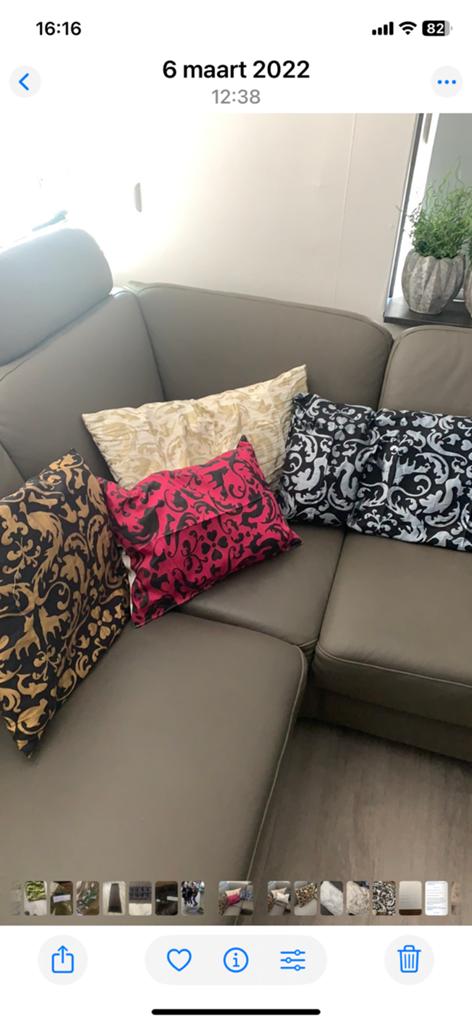 4 x kussens van Eiffinger stof gemaakt, Huis en Inrichting, Woonaccessoires | Kussens, Ophalen, Zo goed als nieuw, Wit, Vierkant