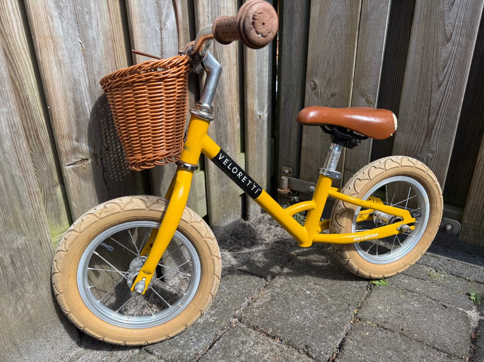 Veloretti loopfiets geel, Ophalen, Gebruikt, Minder dan 16 inch