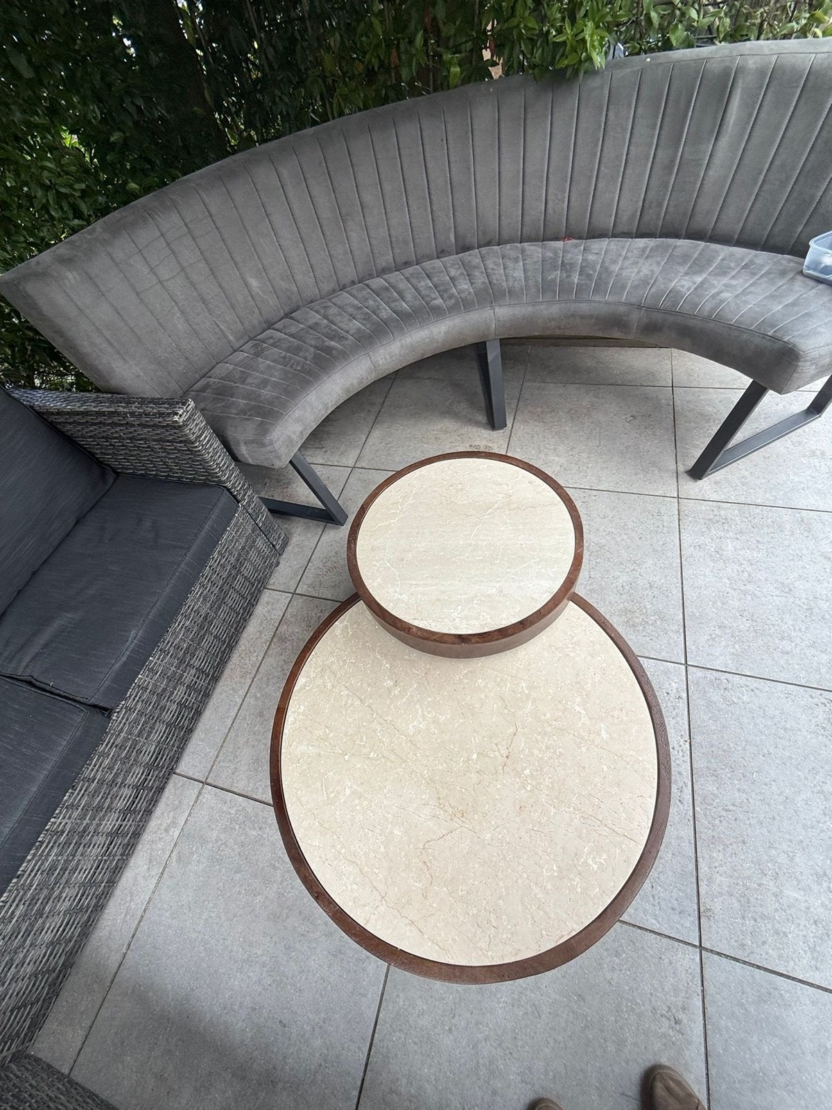 Eleonora Hazel Mangohout Marmer Salontafelset, Rond, Zo goed als nieuw, Overige houtsoorten, 50 tot 100 cm