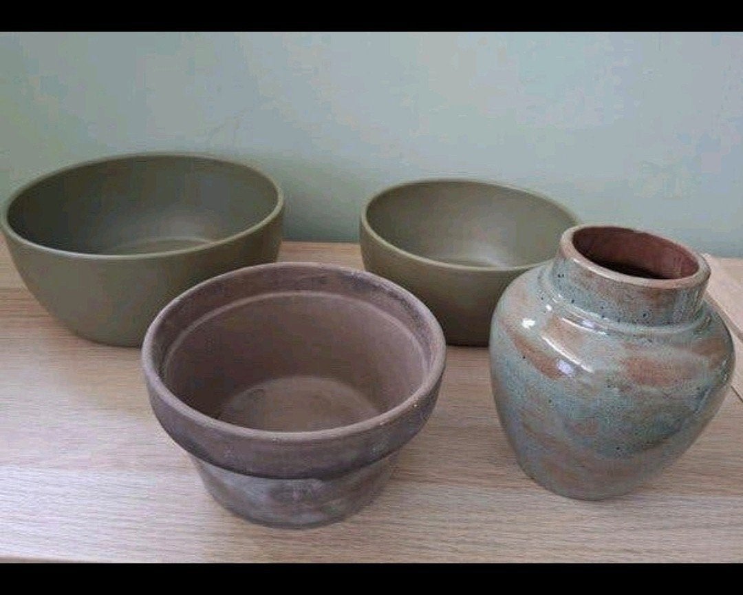 Set van 4 decoratieve potten en schalen, Ophalen of Verzenden, Zo goed als nieuw, Rond