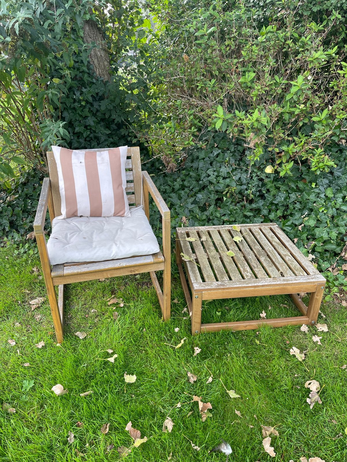 Houten tuinstoel met bijzettafel IKEA, Tuin en Terras, Gebruikt, Stoel, Tuinset, Hout
