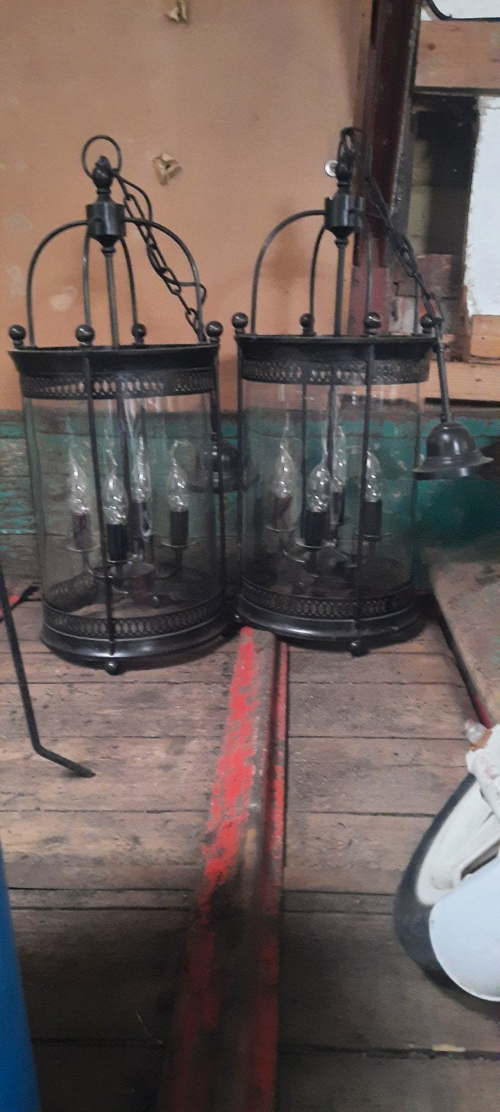 Set van 3 antieke hanglampen/lantaarns, Antiek en Kunst, Ophalen