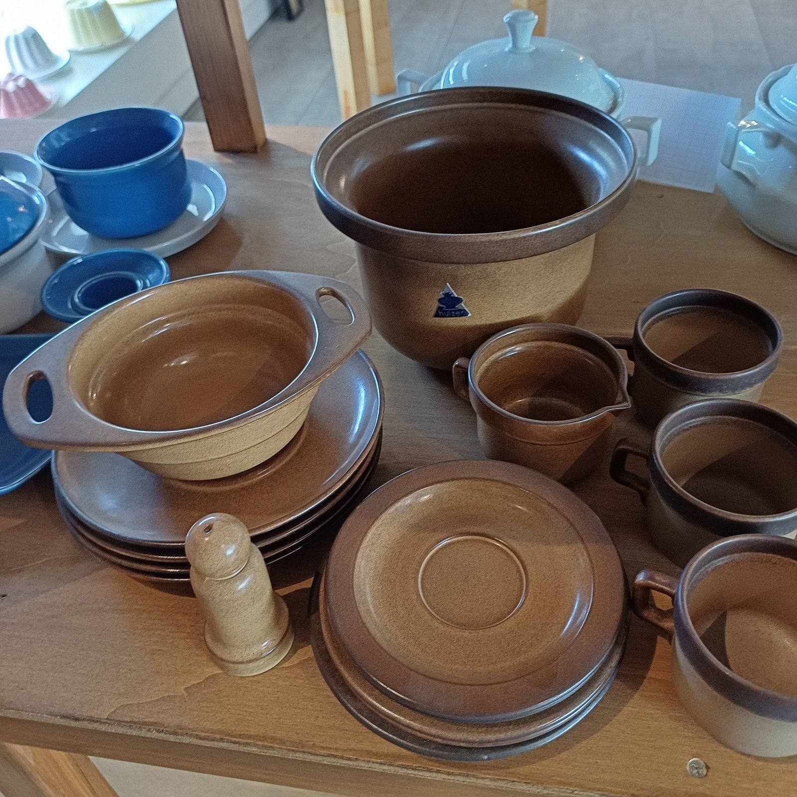 Driehoek Huizen Servies Bruin, Ophalen of Verzenden