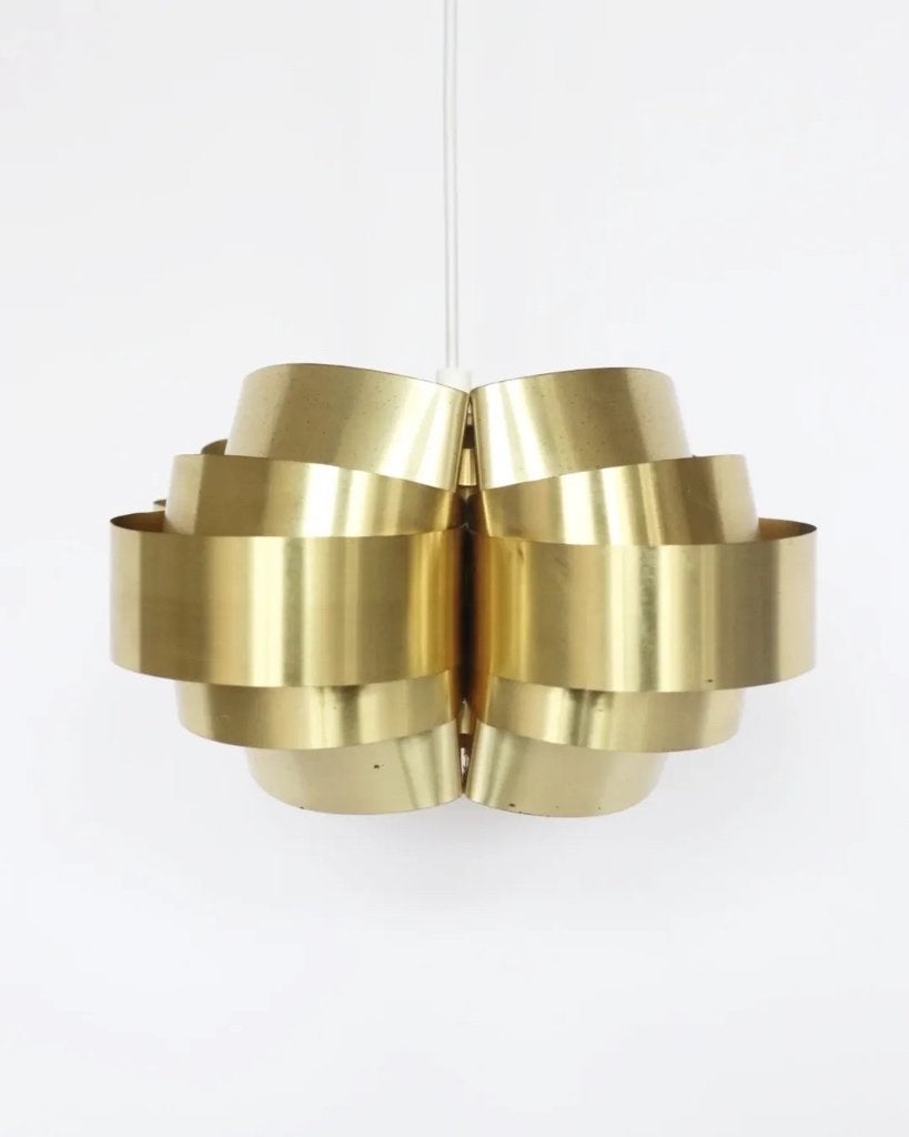 Vintage messing schalenlamp hanglamp Deens design uniek, Niet meer bestaand, Vintage Scandinavisch design, Niet meer bestaand