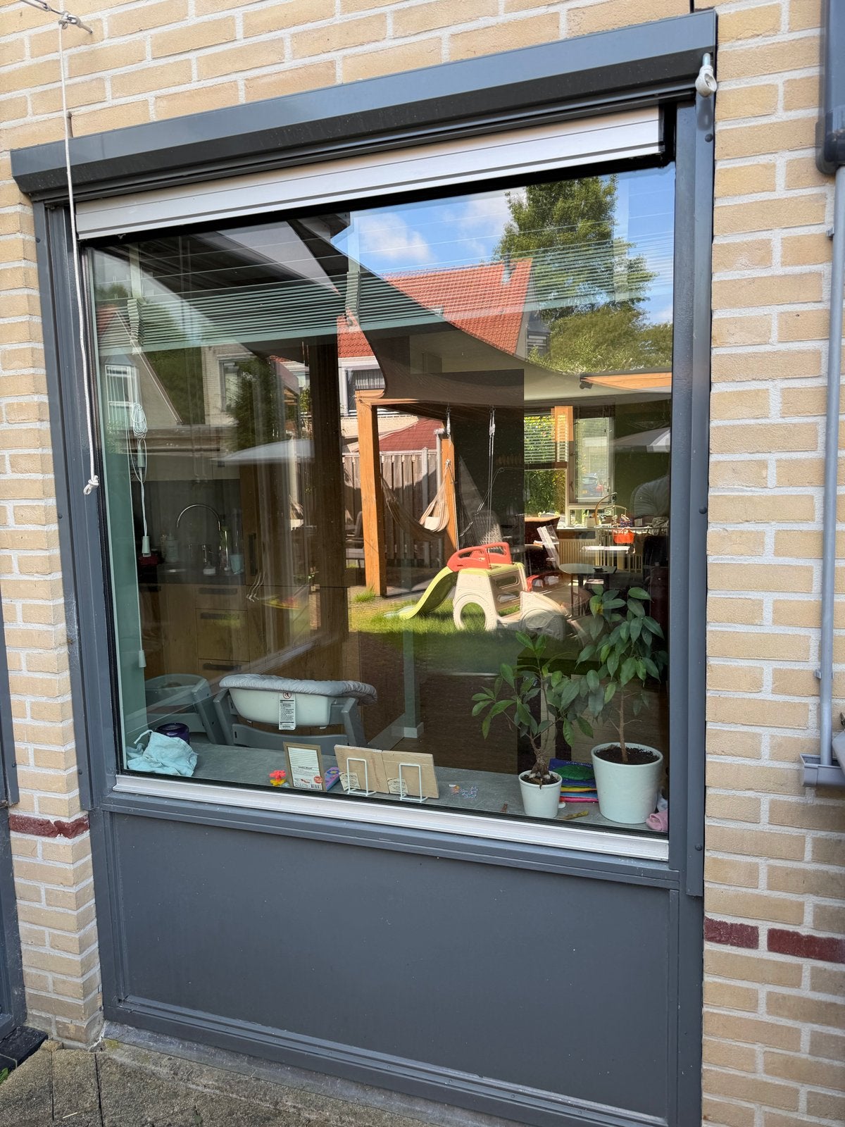 Buiten gevel kozijn met dubbelglas, hard houten kozijn, Ophalen, Gebruikt, 120 cm of meer, 215 cm of meer