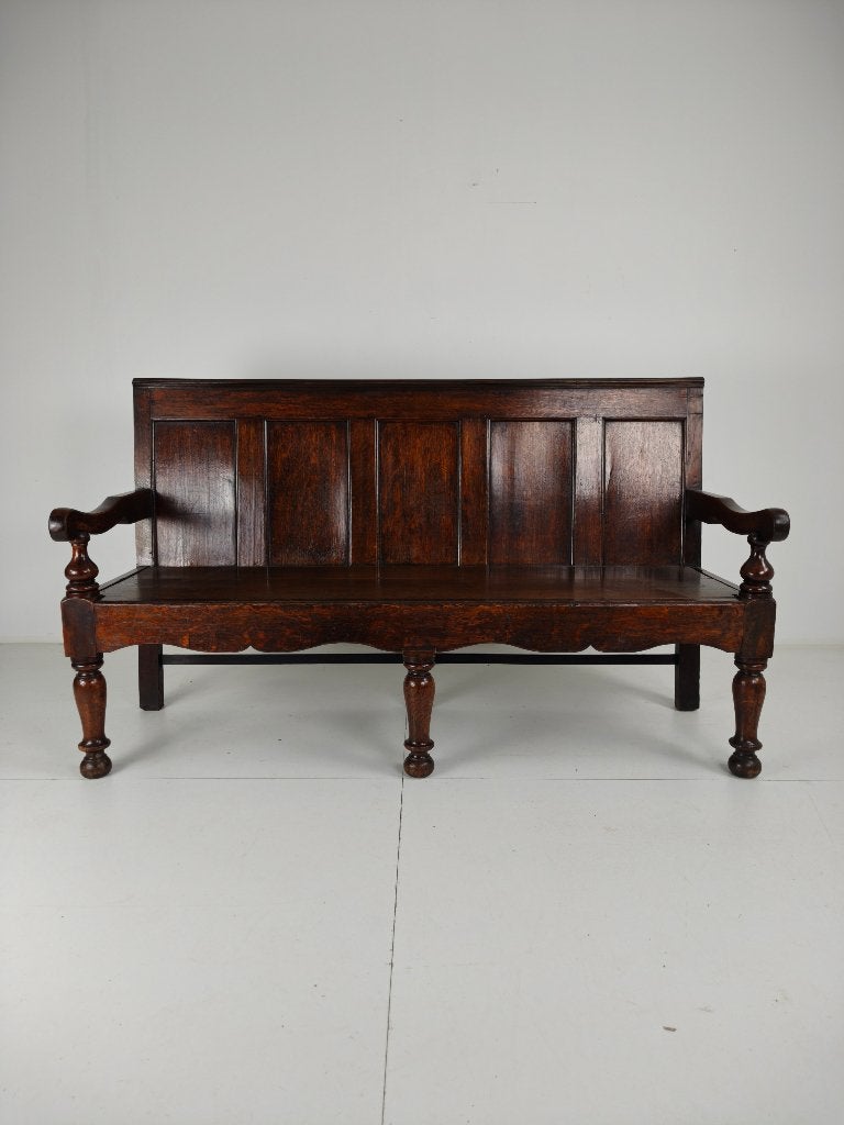 18e-eeuwse Georgische eikenhouten zitbank – Circa 1790, Ophalen of Verzenden