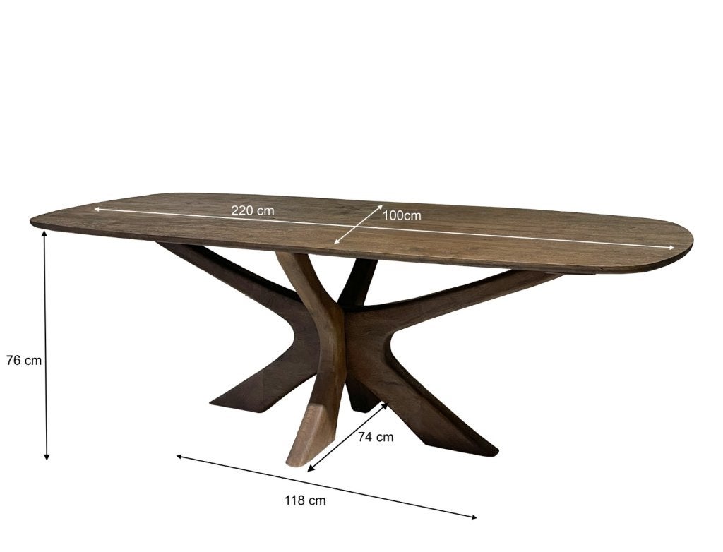 Foto 3 van Mangohouten eettafel 220 cm ovaal Brix Montreaux Brown