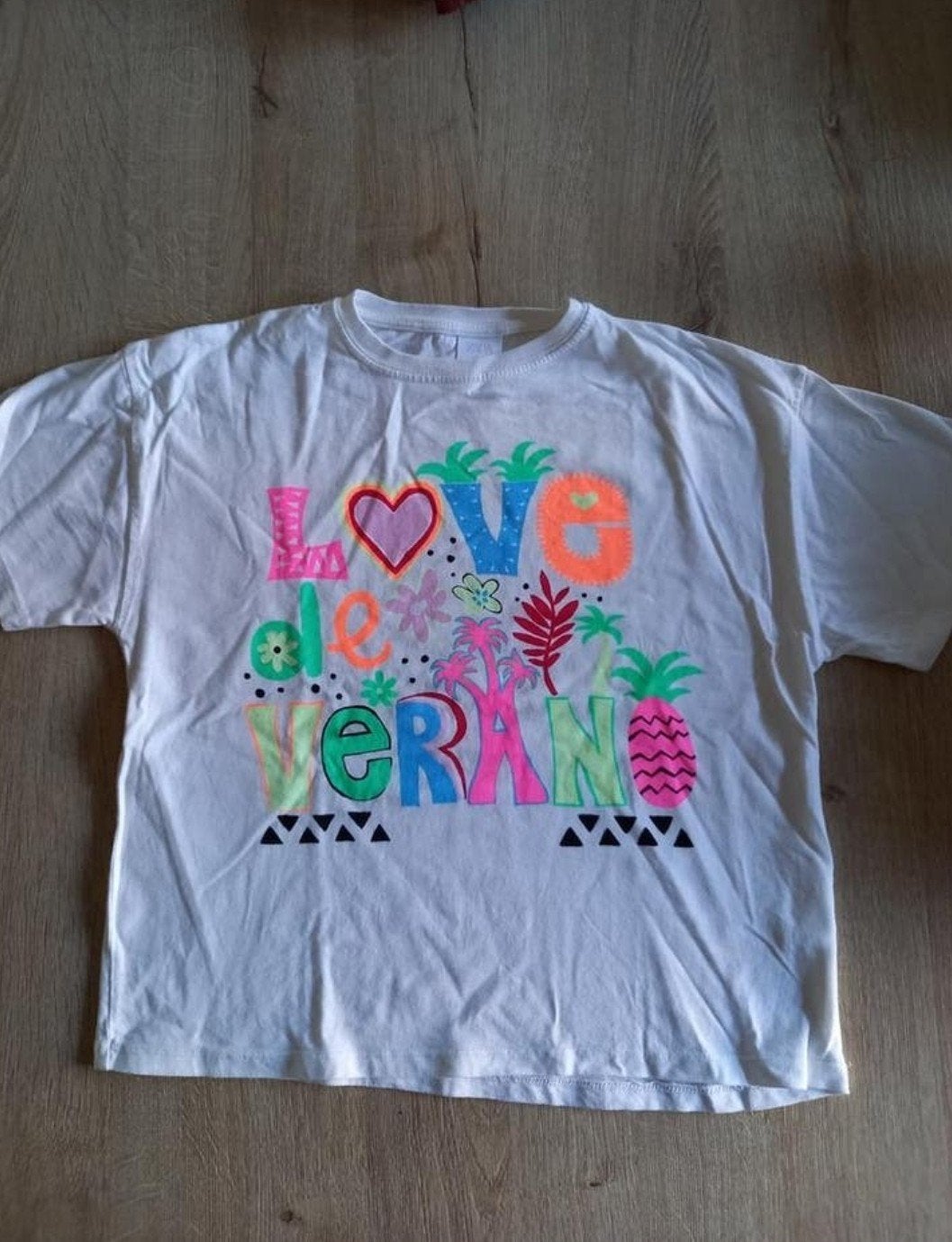 Zara T-shirt maat 152 met 'Love de Verano' print, Gebruikt, Meisje, Ophalen of Verzenden, Zara