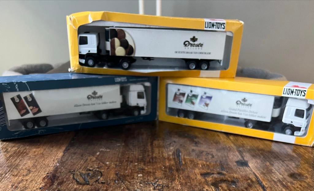 Originele Droste vrachtwagens van Lion Toys met doos, Ophalen of Verzenden, Gebruikt, Overige merken