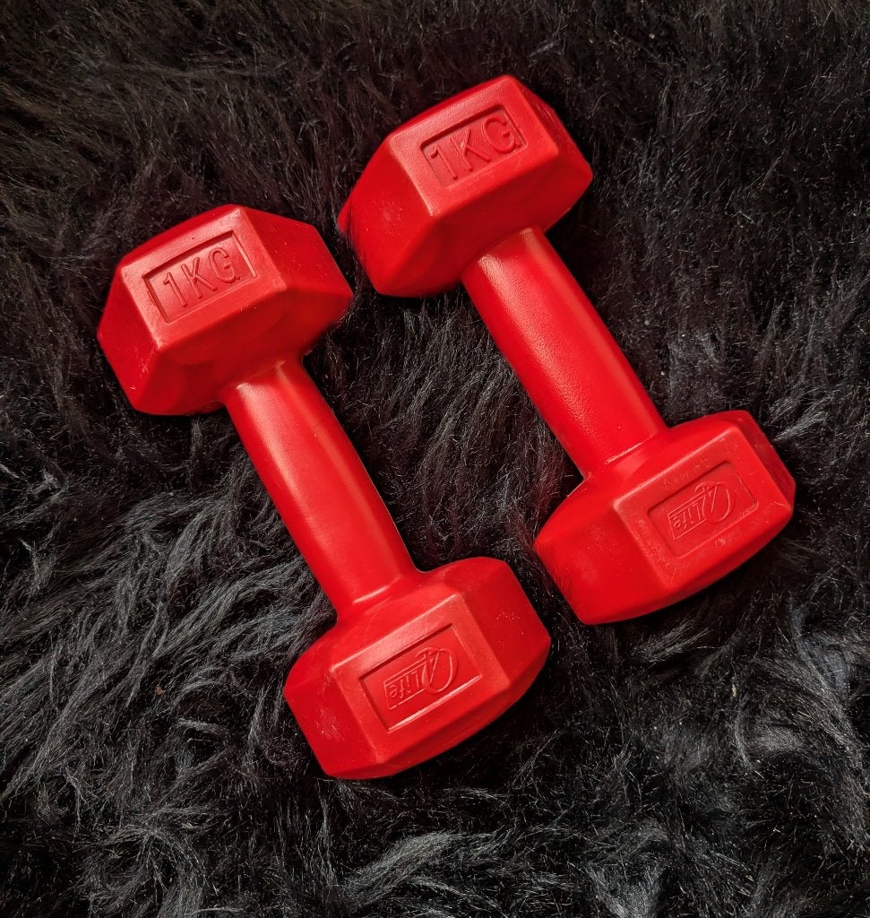 Dumbbells 1 kilo per stuk, Ophalen of Verzenden, Zo goed als nieuw, Armen, Dumbbell