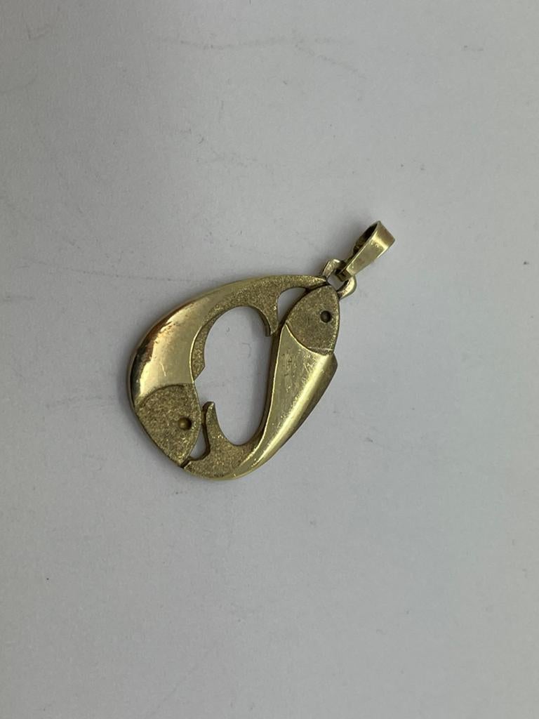 E12 Prachtige zilveren hanger goudkleurige vissen, Sieraden, Tassen en Uiterlijk, Kettinghangers, Ophalen of Verzenden, X, Goud