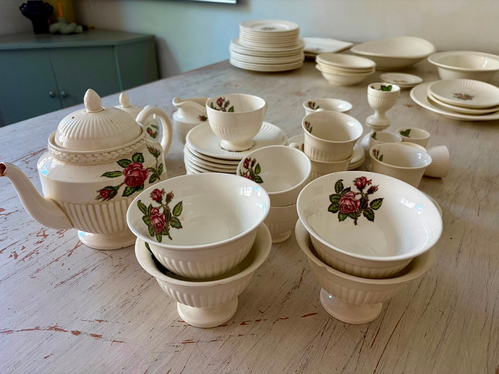 Vintage Wedgwood Moss Rose Serviesgoed, Ophalen