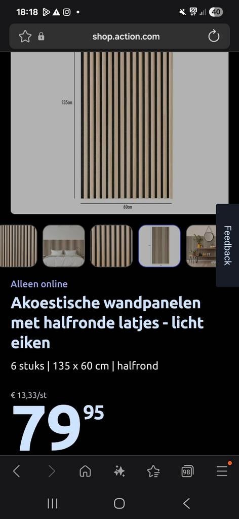 Nieuwe akoestische wandpanelen Action, licht eiken, Huis en Inrichting, Woonaccessoires | Wanddecoraties, Nieuw, Wandbord of Wandpaneel