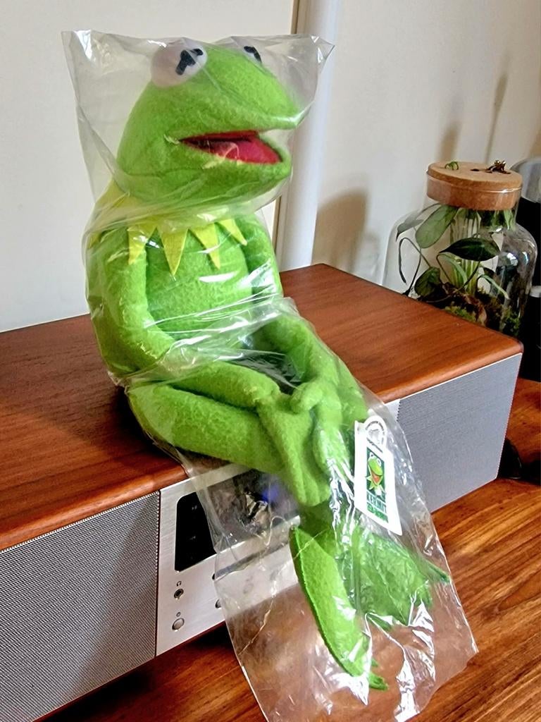 Old stock Buigbare Kermit de Kikker pop Jim Henson Muppets, Ophalen of Verzenden, Nieuw, Pop, Levensecht of Reborn