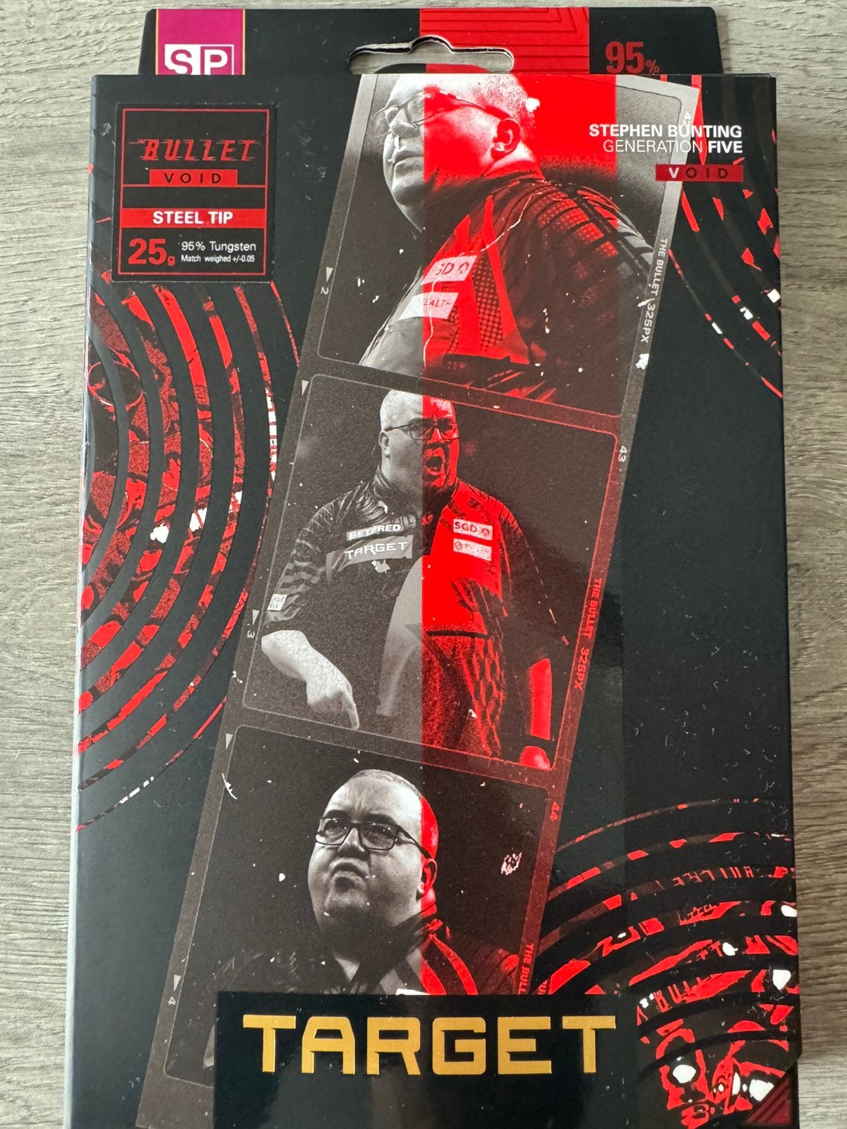 Target Stephen Bunting G5 Void Swiss Point 95% - 25g, Sport en Fitness, Darts, Ophalen, Zo goed als nieuw, Pijlen