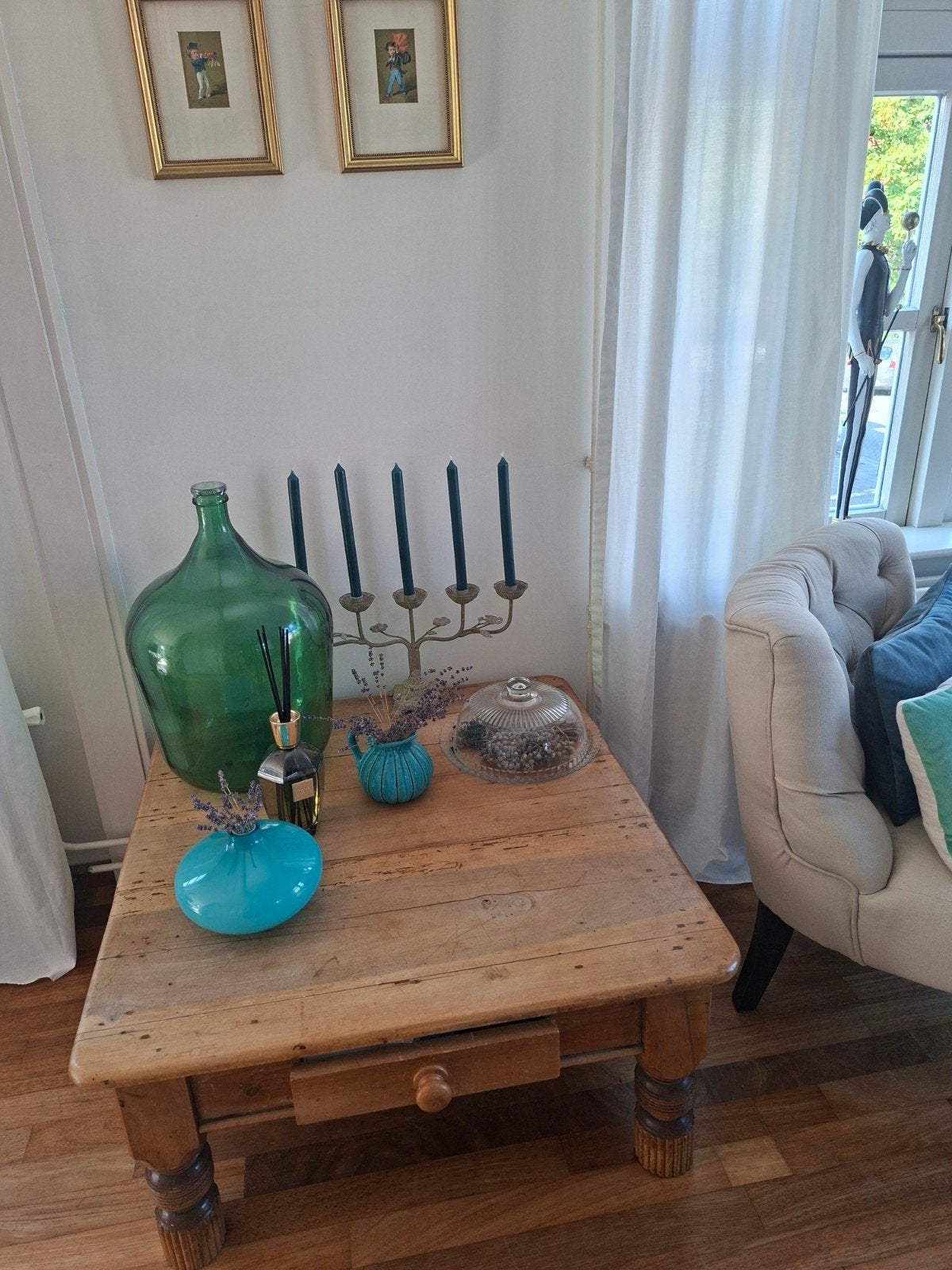 Grenenhouten tafel 90x90x40 cm, Ophalen