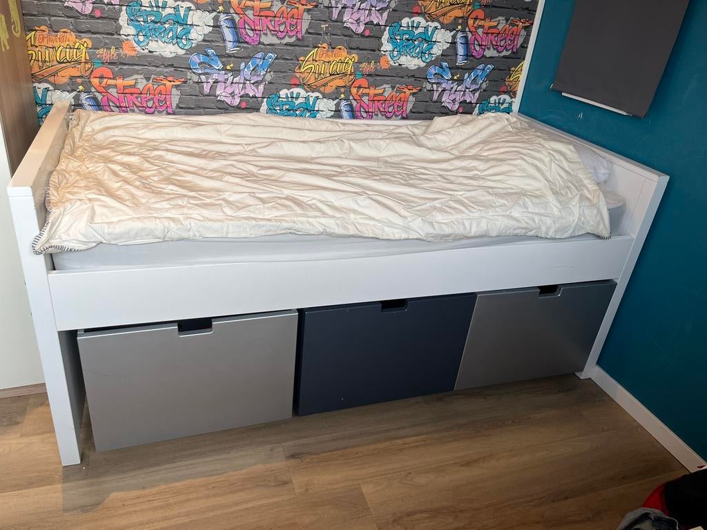 Bopita halfhoogslaper Timo met 3 lades 90x200, Ophalen, 85 tot 100 cm, Gebruikt, Hoogslaper of Stapelbed