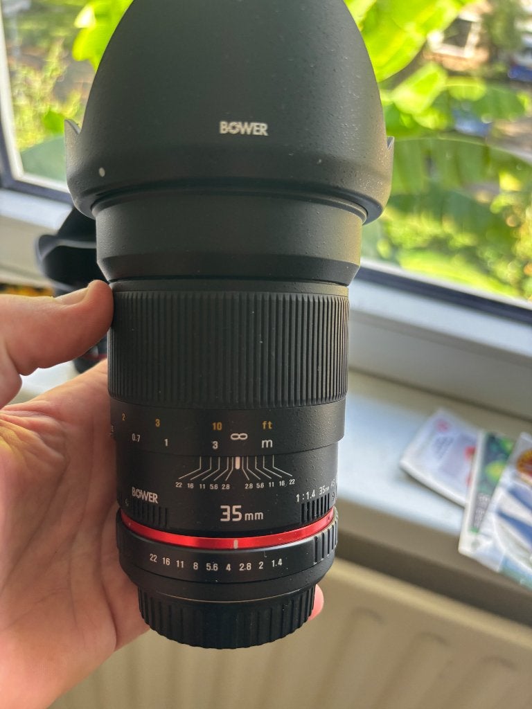 Bower/Samyang 35mm 1.4, Audio, Tv en Foto, Ophalen, Handmatige focus, Groothoeklens, Zo goed als nieuw