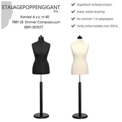 Paspop - Buste Nieuw Div.Maten met Witte / Zwarte Ronde Poot, Trouwjurk, Overige kleuren, Nieuw, Ophalen of Verzenden