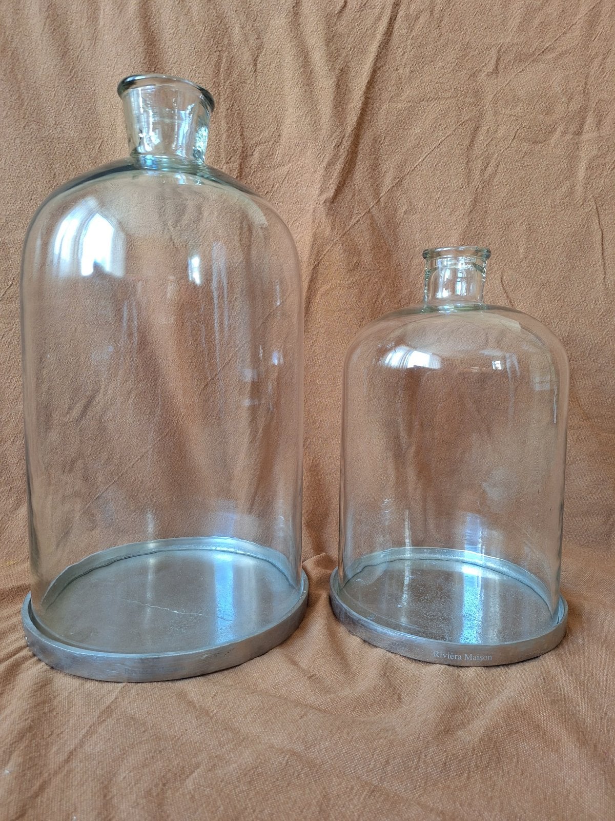 Set van 2 Riviera Maison stolpen - Zo goed als nieuw, Glas, Ophalen of Verzenden, Zo goed als nieuw, Set