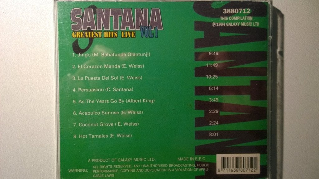 Santana - Greatest Hits Live Vol 1, Ophalen of Verzenden, Zo goed als nieuw, Poprock