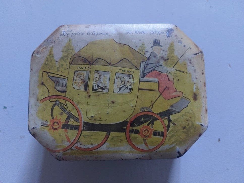 Oud Demaret Confiserie blik met kinderillustraties, Ophalen of Verzenden, Gebruikt, Overige