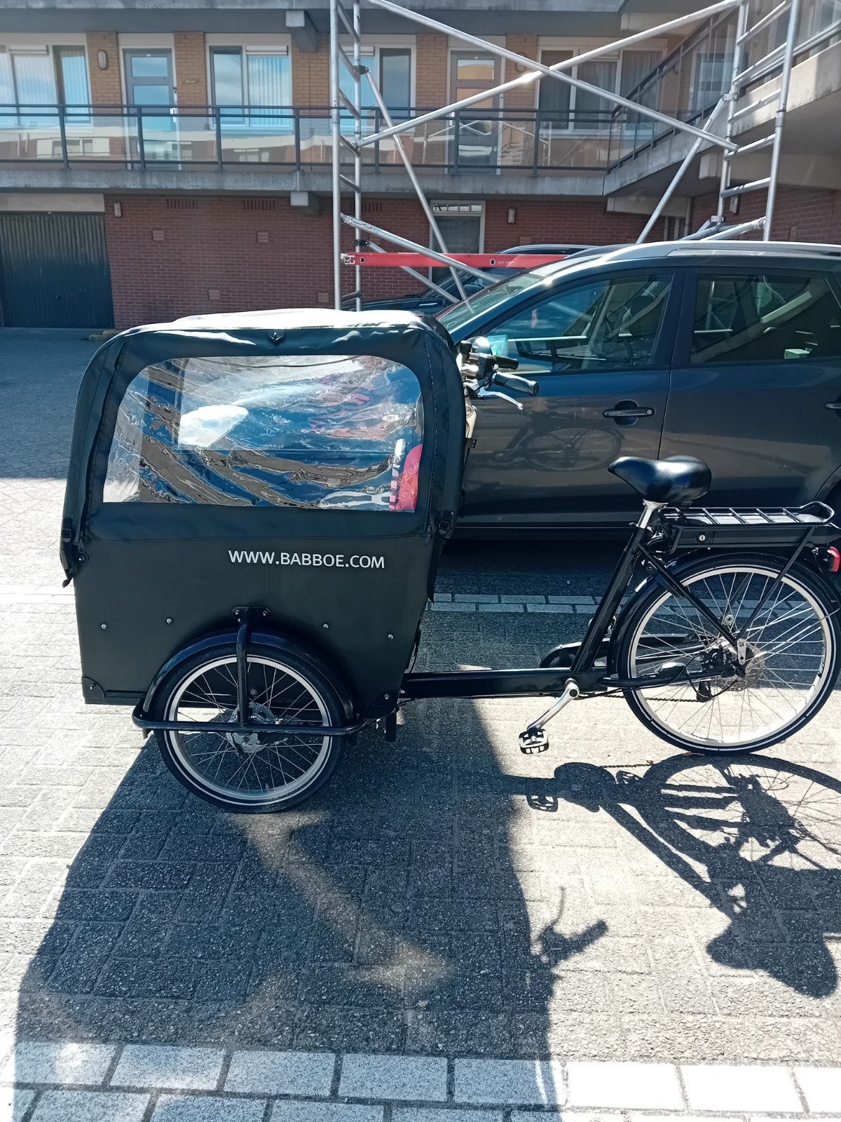 Babboe xl elektrische bakfiets, Fietsen en Brommers, Fietsen | Bakfietsen, 4 kinderen of meer, Gebruikt, Huif, Ophalen