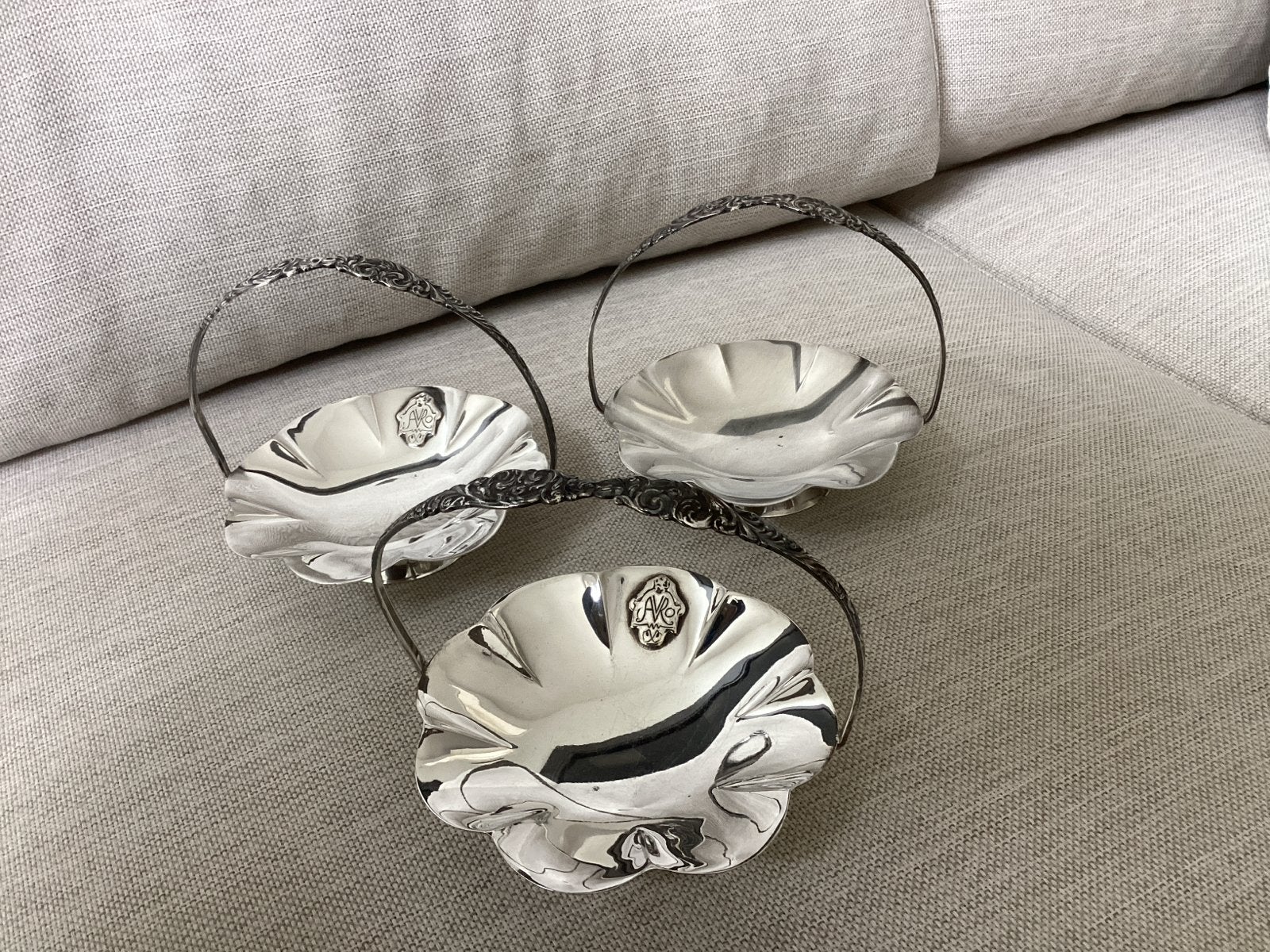 Antieke Sola Bonbonschalen met AVRO logo - Jaren '30, Ophalen of Verzenden, Zilver