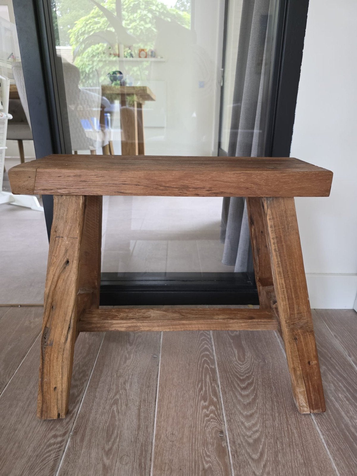 Massief Teak Houten Krukje, Ophalen, Gebruikt, Hout