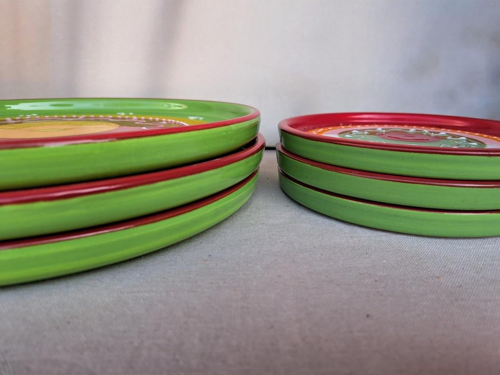 Set van 6 Bowls dishes Mexico borden - Rood, Geel, Groen, Ophalen of Verzenden, Nieuw, Bord(en)