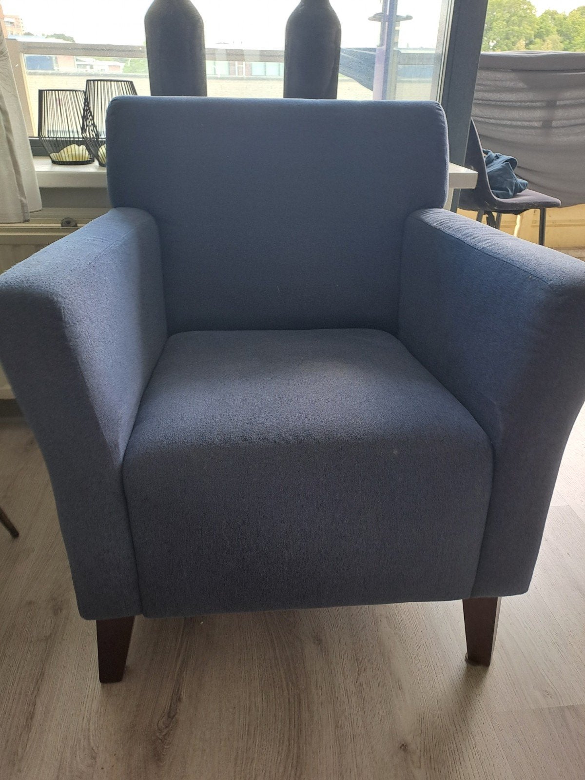 2 x Comfortabele blauwe fauteuil - Zo goed als nieuw, Huis en Inrichting, Fauteuils, Ophalen, Modern comfort, 75 tot 100 cm, Zo goed als nieuw