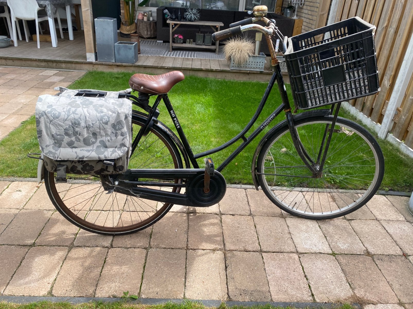 Weduwe/oma fiets met krat, 53 tot 56 cm, Ophalen, Gebruikt, Terugtraprem