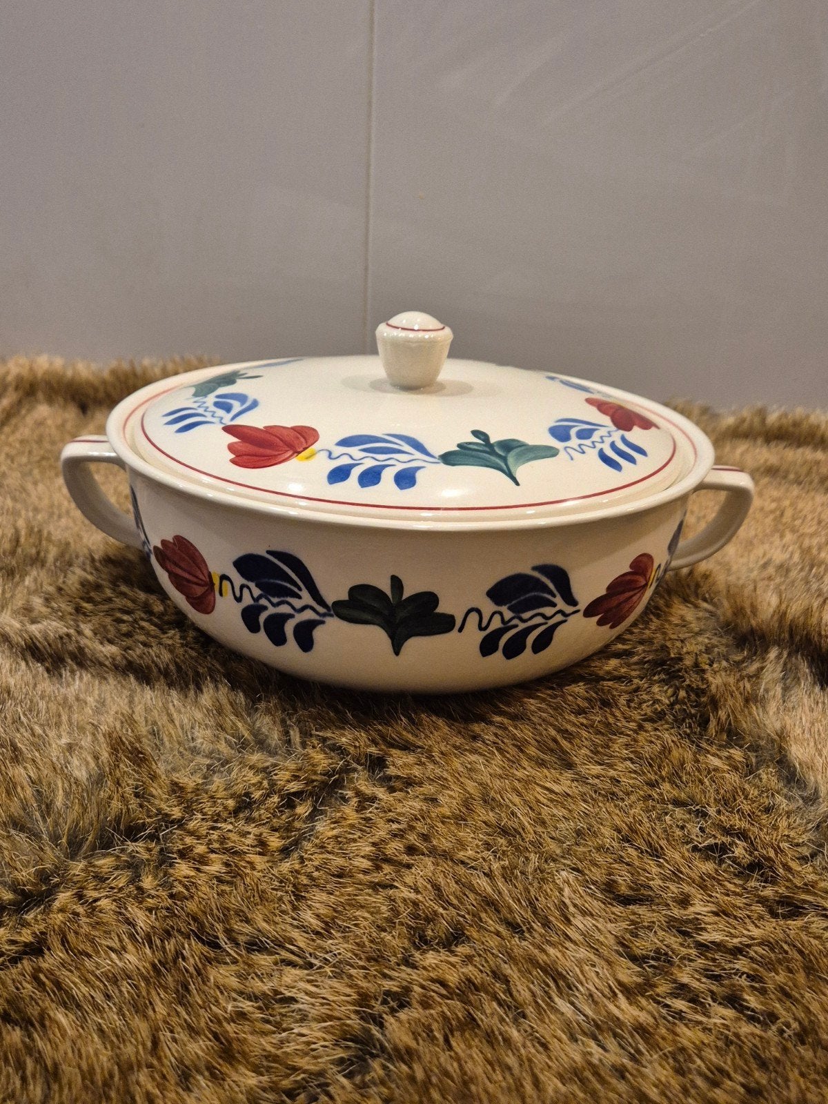 Originele Boerenbont Dekschaal BOCH Belgium 22 cm, Ophalen of Verzenden