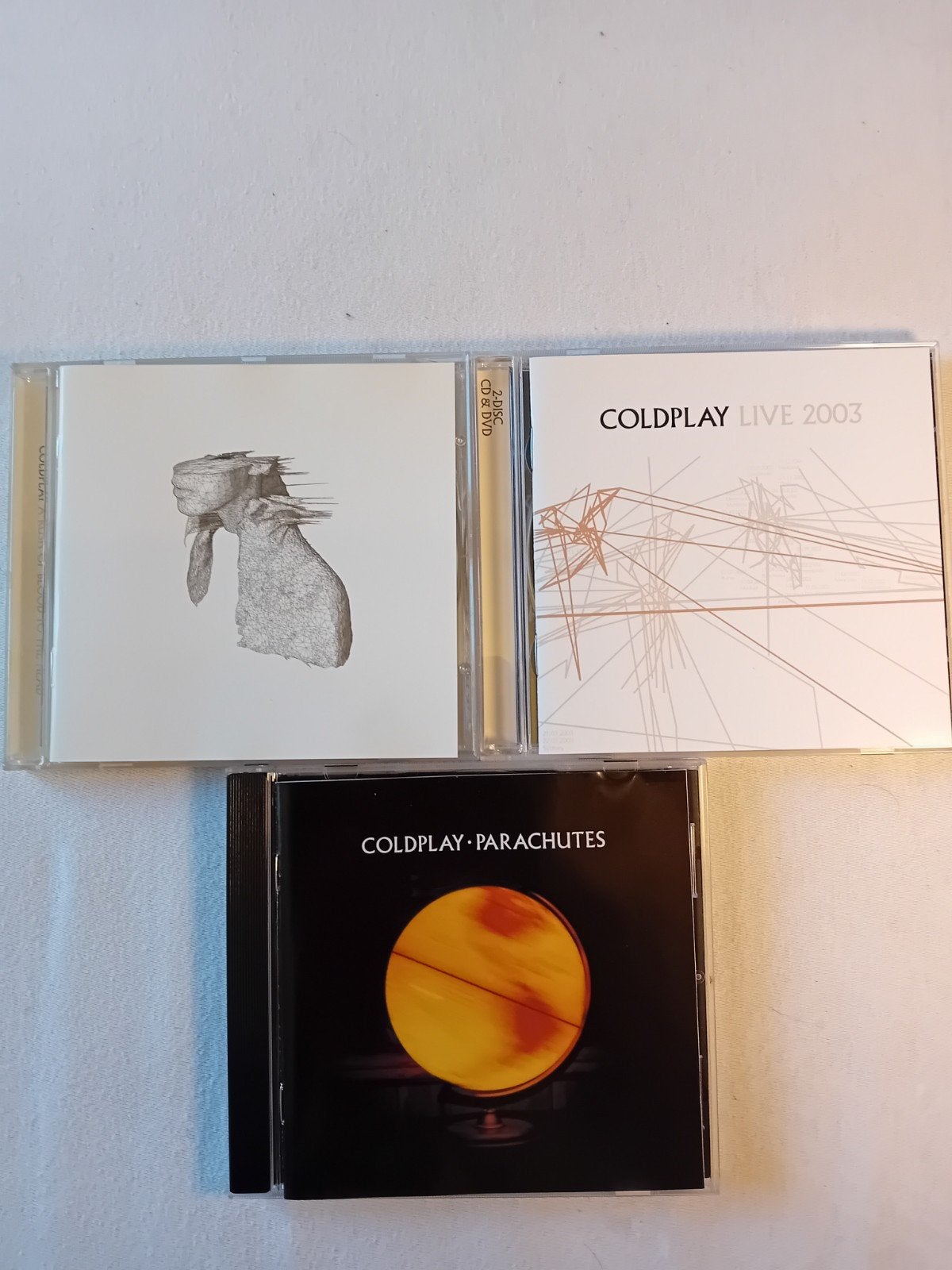Coldplay CD's: Parachutes, A Rush of Blood, Live 2003, Gebruikt, Pop, Ophalen of Verzenden, Inclusief doosje