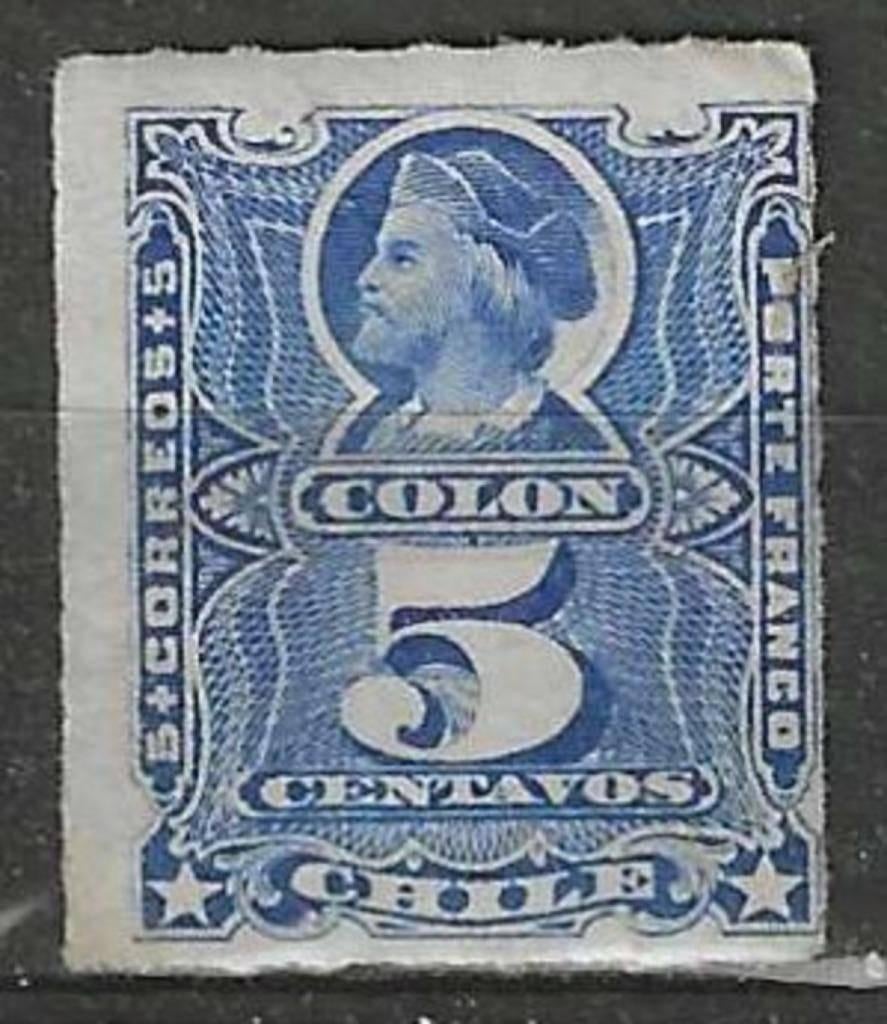 Chili 1877 - Yvert 18 - Christoffel Columbus (ST), Verzenden, Gestempeld, Zuid-Amerika