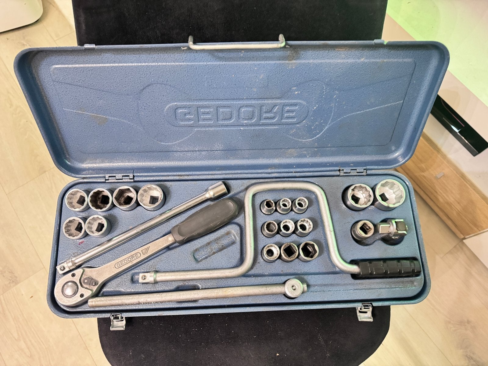 Gedore Doppenset in metalen koffer, Ophalen, Gebruikt, Gereedschapsset, Gedore