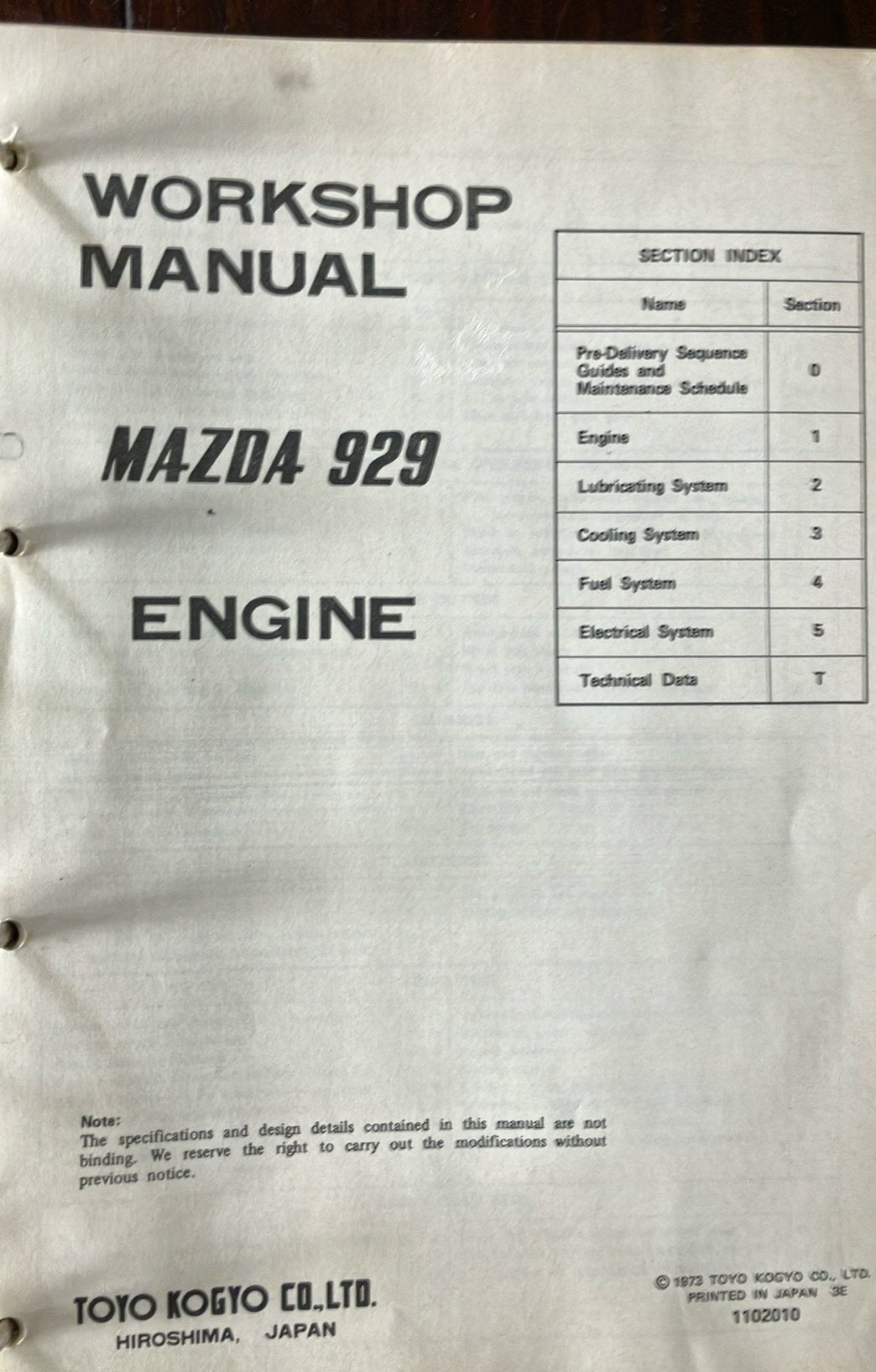 Handleiding Mazda 929 engine + chassis, Ophalen of Verzenden