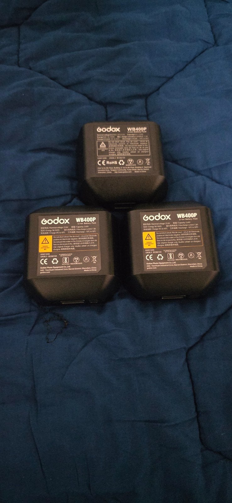 3x Godox WB400P Accu's en Opladers voor AD400 Pro, Ophalen of Verzenden, Gebruikt, Oplaadbaar