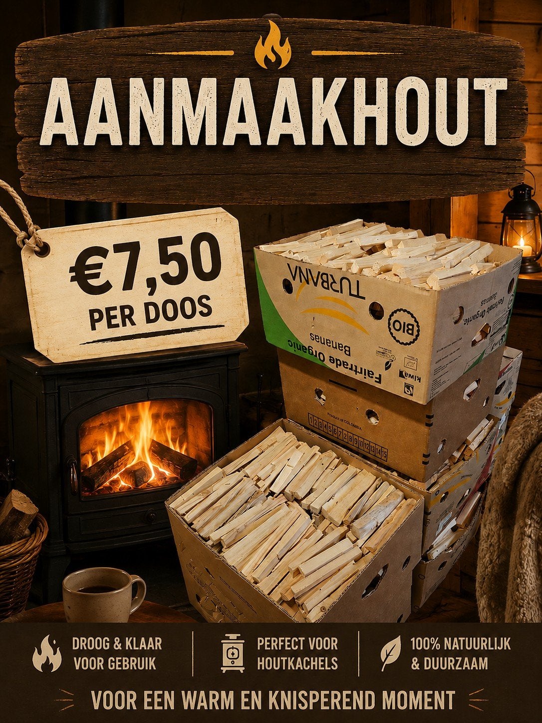 Aanmaakhout - Droog, klaar voor gebruik, Ophalen