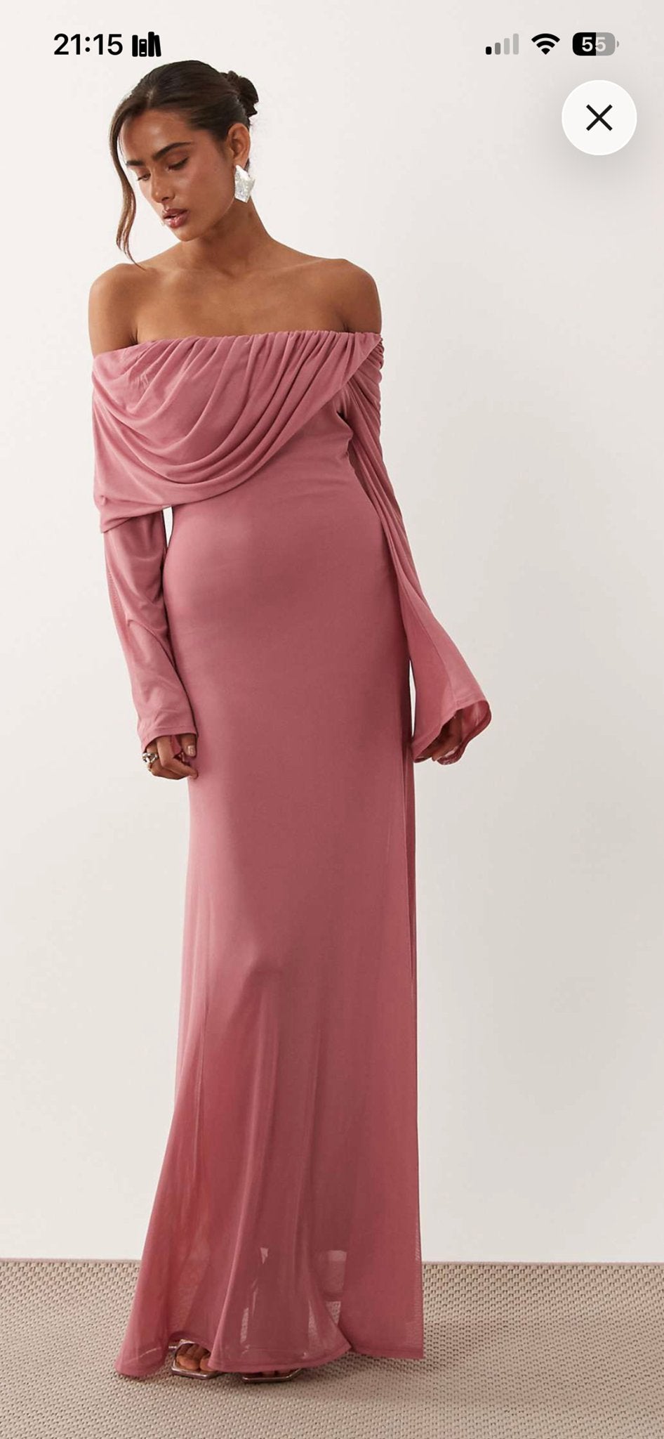Elegante Roze Off-Shoulder Maxi Jurk, Kleding | Dames, Ophalen of Verzenden, Roze, Maat 36 (S), Gedragen