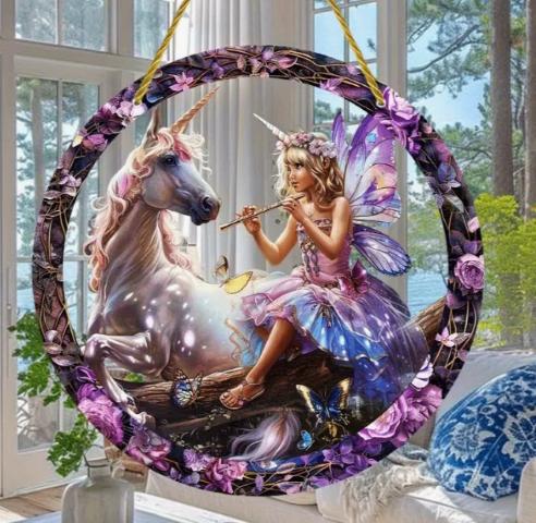 Raamhanger Fee met Eenhoorn, Tuin en Terras, Tuinwanddecoratie, Ophalen of Verzenden, Nieuw