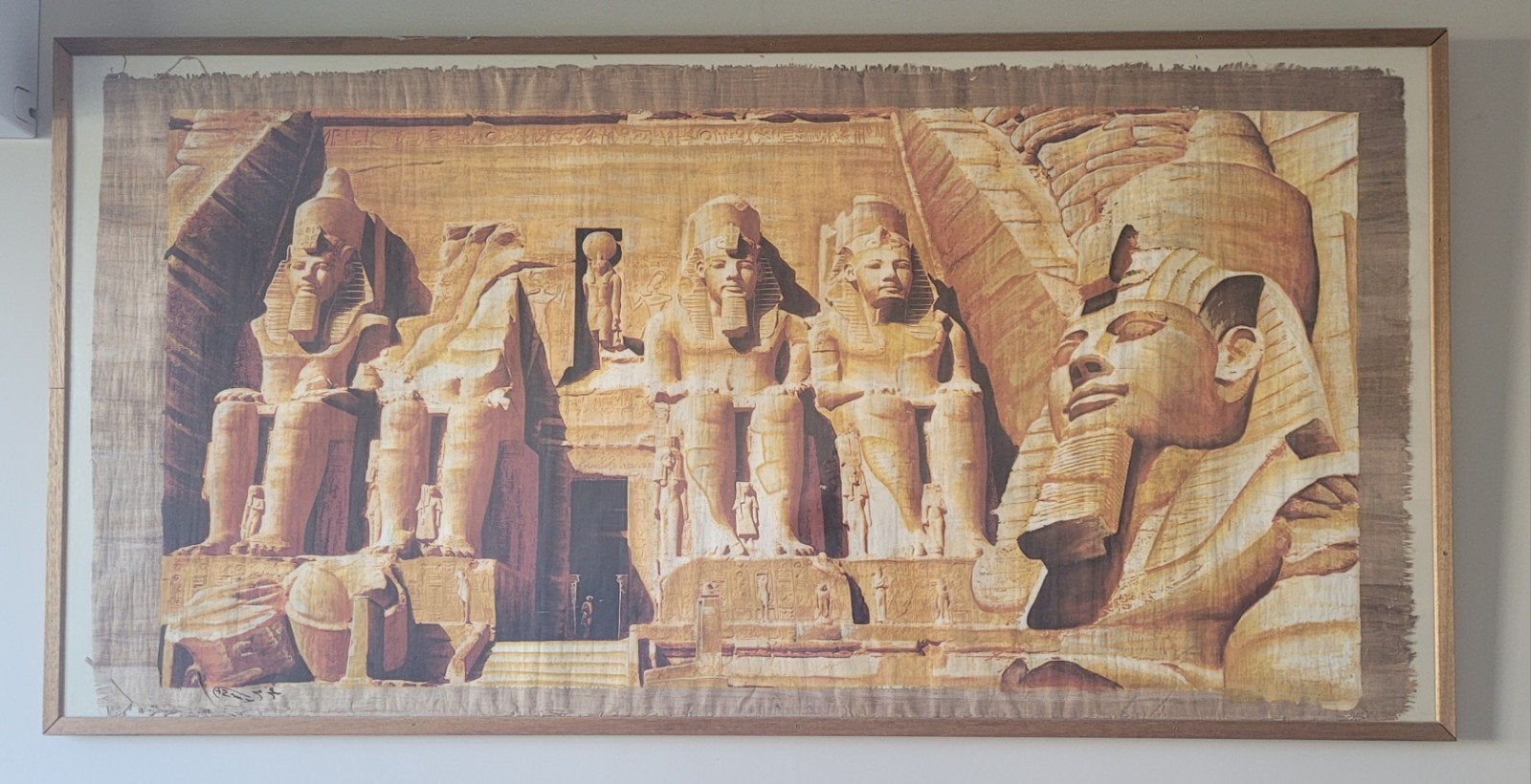 Oud Egyptisch papyrus schilderij - Tempel van Abu Simbel, Antiek en Kunst, Kunst | Niet-Westerse kunst, Ophalen, Schilderij, Handgemaakt