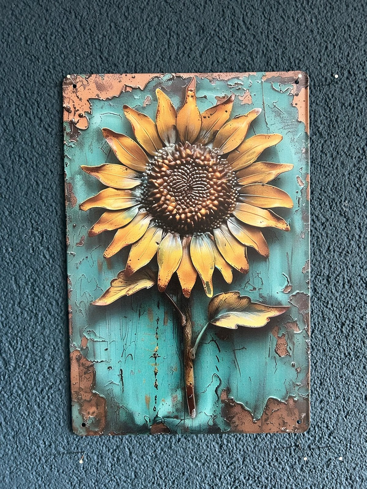 Metalen Wandbord Zonnebloem 20x30 cm, Huis en Inrichting, Metaal, Nieuw, Ophalen of Verzenden, Wandbord of Wandpaneel