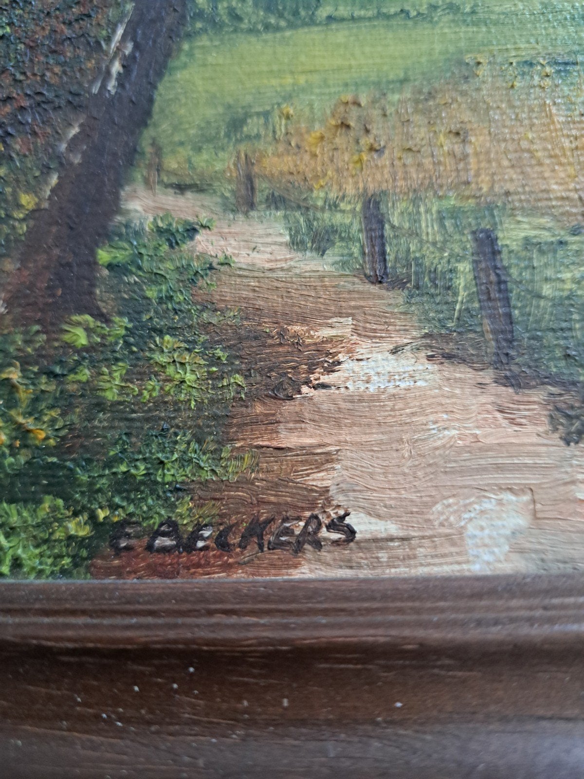 Olieverfschilderij Landschap Gesigneerd E. Beckers, Antiek en Kunst, Ophalen of Verzenden