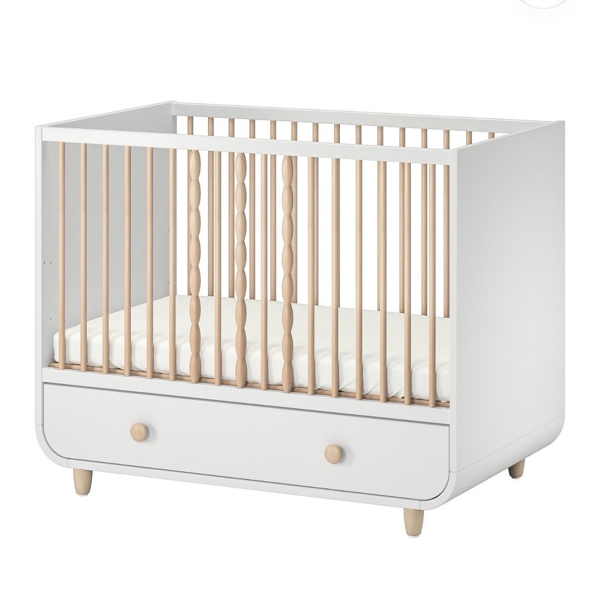 IKEA myllra Ledikant en Commode Set - Wit/Hout, Ophalen, Zo goed als nieuw, Ledikant