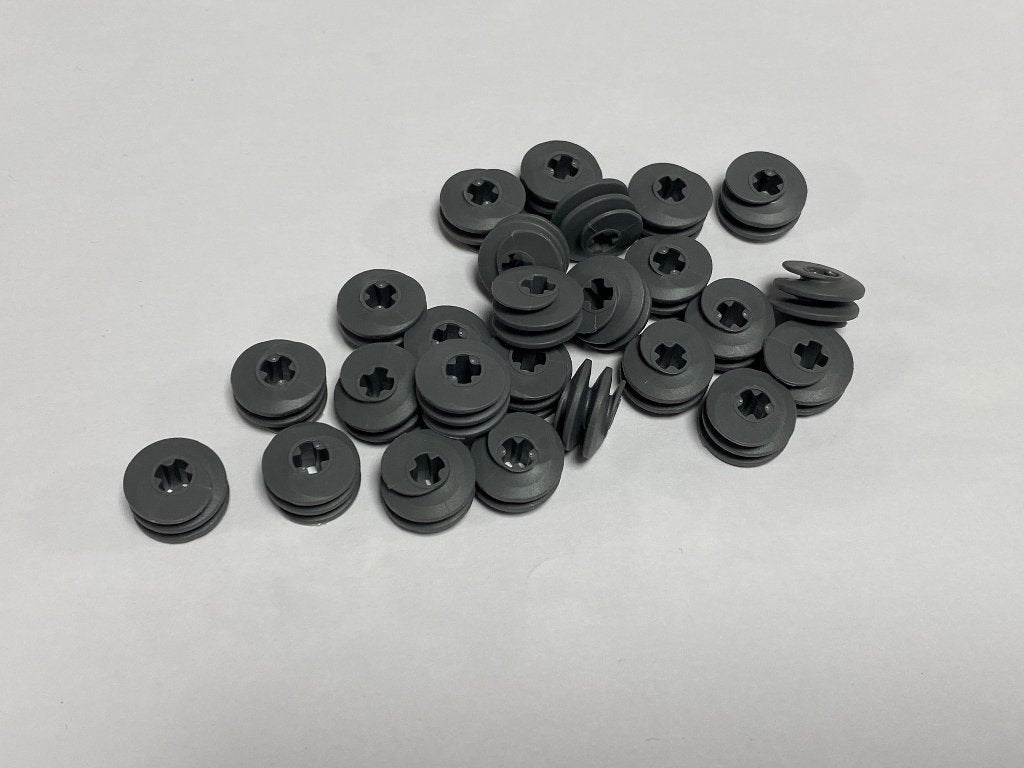 Partij 25x nieuwe donkergrijze Lego Technic worm wielen kort, Overige thema's, Lego, Nieuw, Ophalen of Verzenden