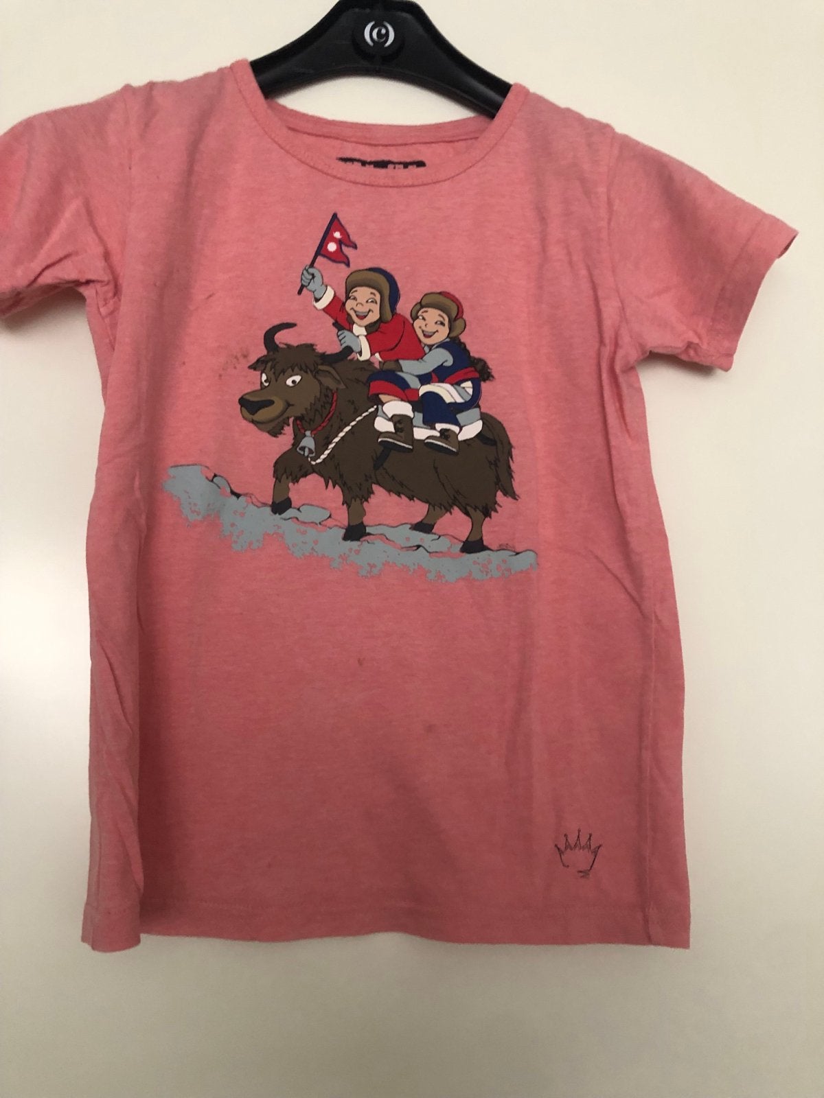 Juju T-shirt roze met yak print - Maat 128, Ophalen of Verzenden, Gebruikt, Jongen