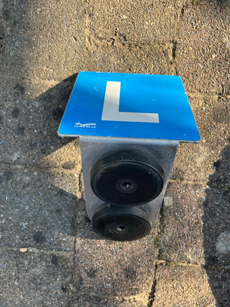 Blauw L-bord voor lesauto of aanhanger, Ophalen of Verzenden, Gebruikt
