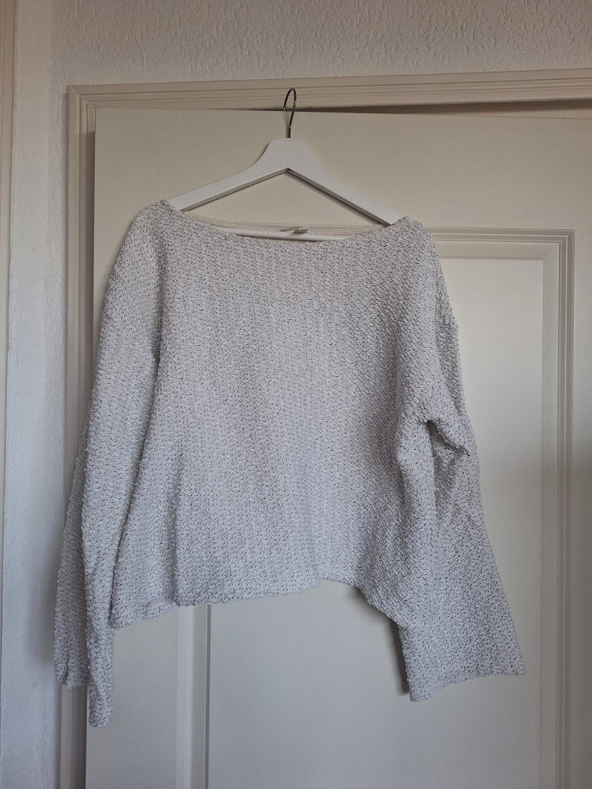 Witte H&M top met boothals en lange mouwen, maat L, H&M, Wit, Maat 42/44 (L), Ophalen of Verzenden